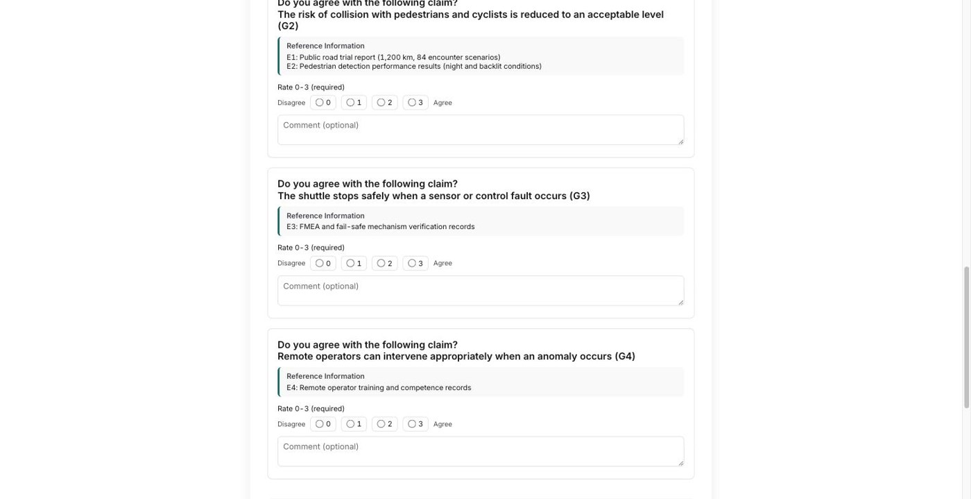 The survey form a respondent sees